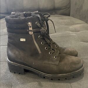 Remonte Black Combat Boots with Zipper